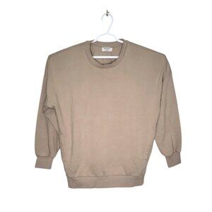 Zenana Men's Sweatshirt Size 1X Taupe Front Slash Pockets